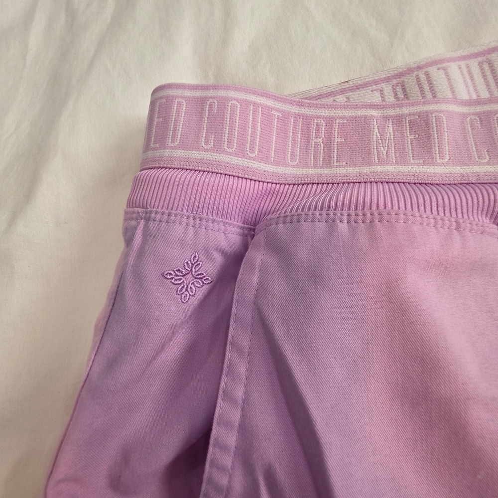 Med Couture Touch Cargo Scrub Pants Women XL Lilac Good Stretch Pockets - Picture 6 of 13